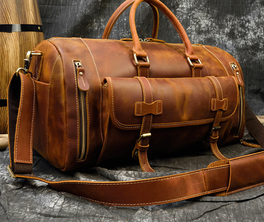 Borsa da viaggio uomo in pelle – Duffel retrò strutturato