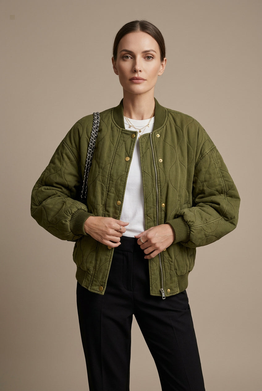 Veste Femme Coton – Coupe Loose Style Pilote Décontracté