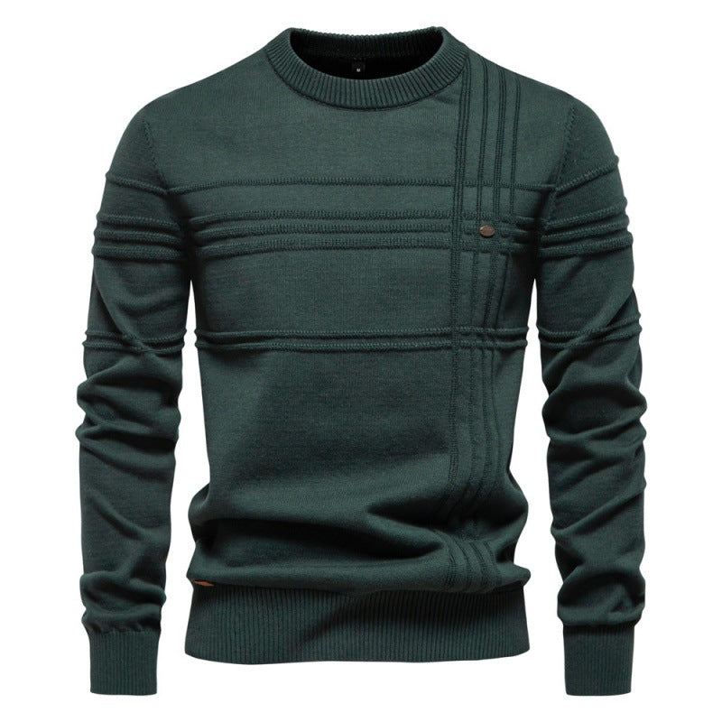 Herren-Pullover aus Baumwolle mit Rundhalsausschnitt – Zeitlose, figurbetonte Passform
