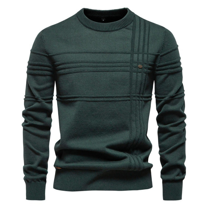 Herren-Pullover aus Baumwolle mit Rundhalsausschnitt – Zeitlose, figurbetonte Passform