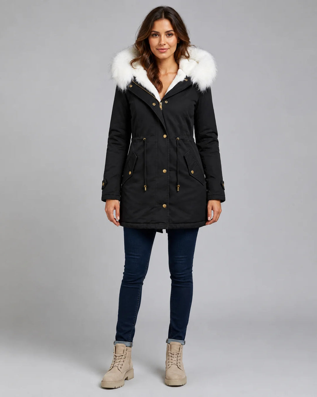 Veste Matelassée Femme Col Contrastant – Coupe Décontractée
