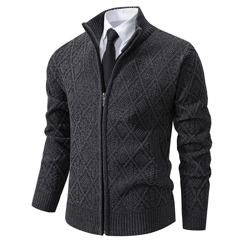 Cardigan Homme à Col Montant – Fermeture Zippée et Poche Côté