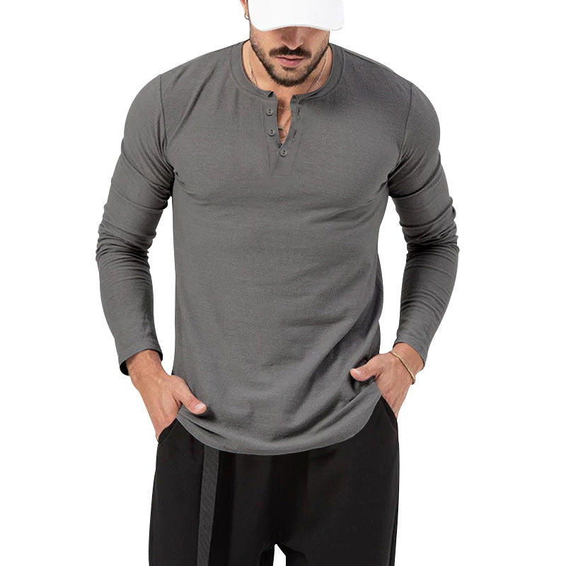 Chemise Henley Homme Maille Côtelée – Manches Longues Texturées