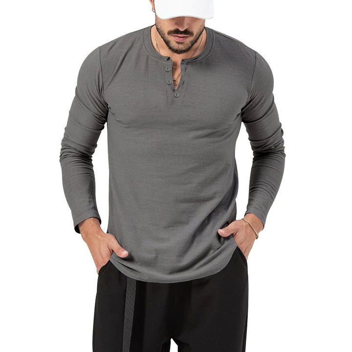 Chemise Henley Homme Maille Côtelée – Manches Longues Texturées