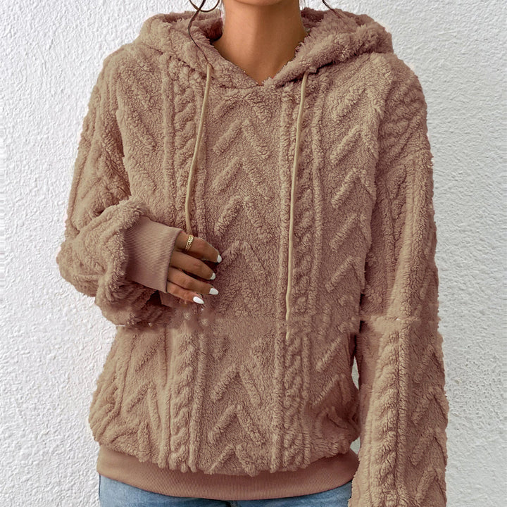 Sweat à Capuche Femme Effet Flanelle – Motif Géométrique Gaufré