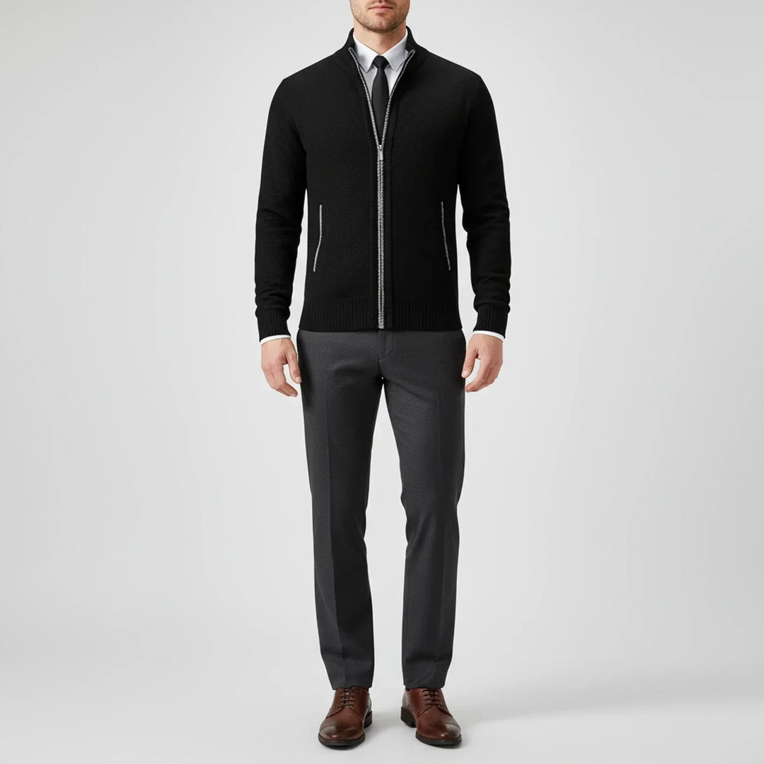 Cardigan Homme en Coton – Col Montant, Coupe Décontractée