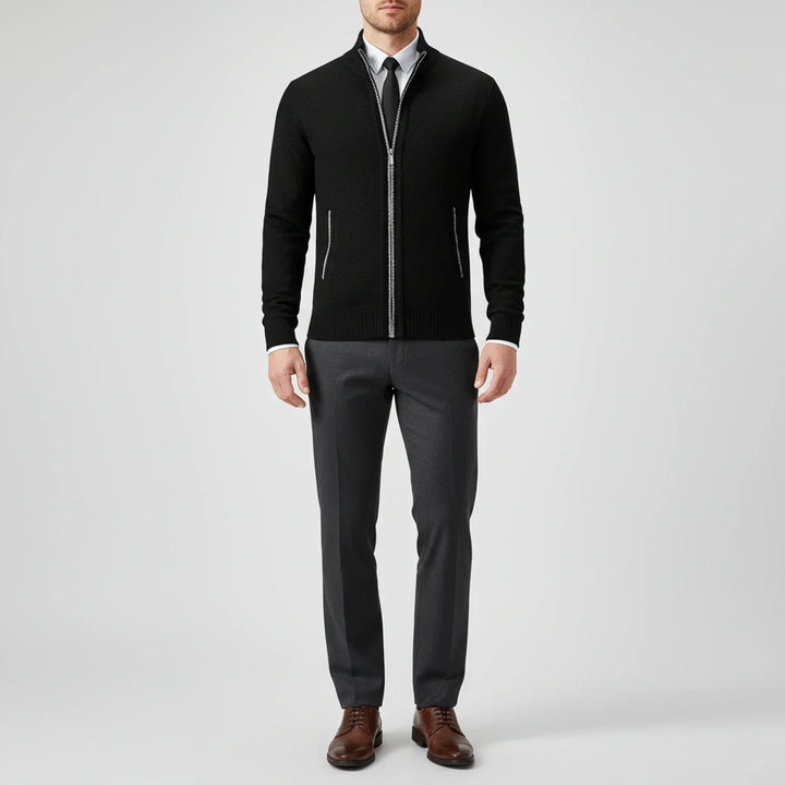 Cardigan Homme en Coton – Col Montant, Coupe Décontractée