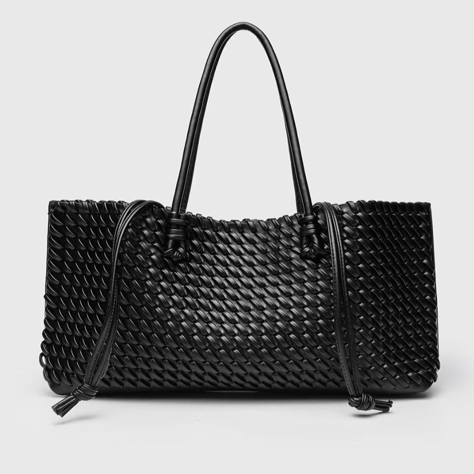 Geflochtene Damen-Shopper-Tasche – Strukturierte, rechteckige Form