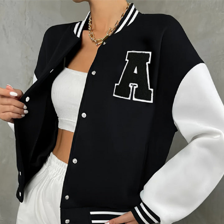Veste Cardigan Varsity Femme – Coupe Baseball Décontractée