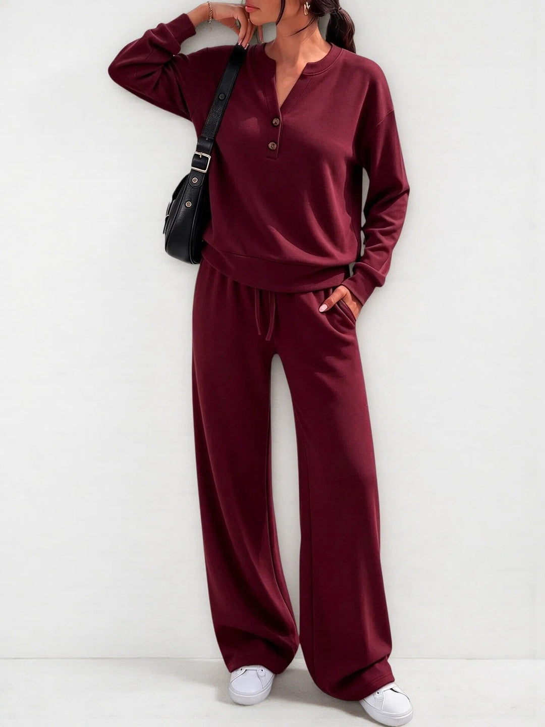 Ensemble Deux Pièces Femme – Haut Manche Longue Ample et Pantalon Large