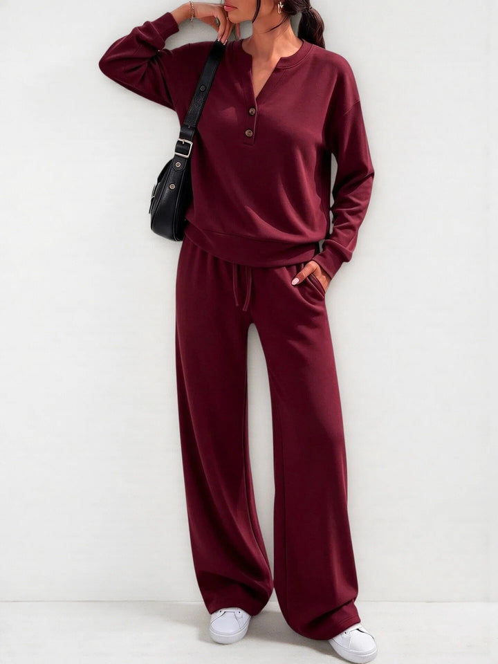 Ensemble Deux Pièces Femme – Haut Manche Longue Ample et Pantalon Large