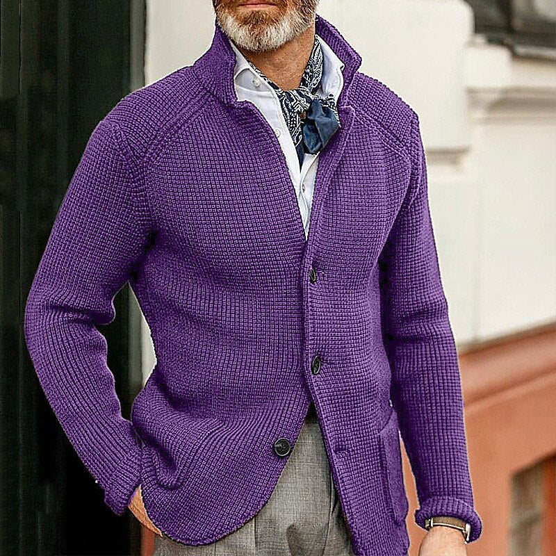 Cardigan Homme en Maille – Col Montant Structuré