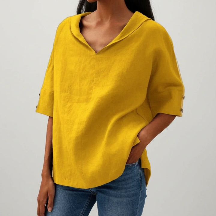 Blouse Femme Coupe Décontractée – Tissu Léger Manches Courtes