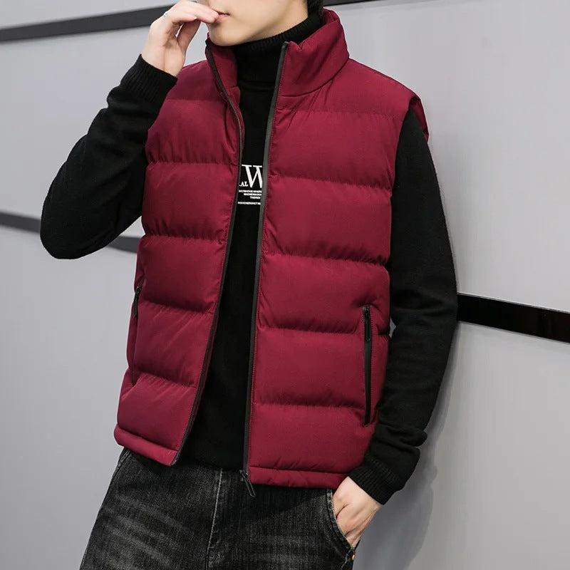 Herren-Steppjacke ohne Ärmel – Warmer Stehkragen