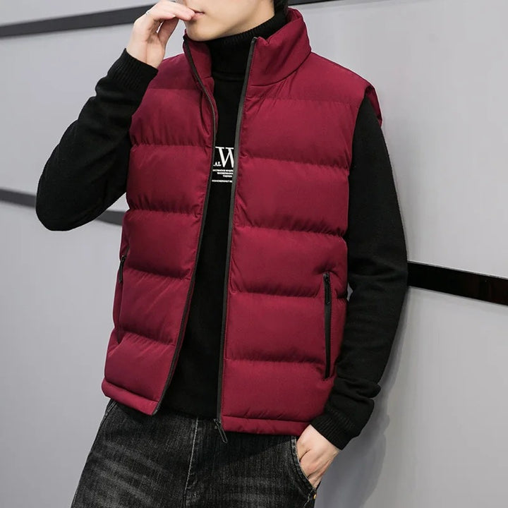 Herren-Steppjacke ohne Ärmel – Warmer Stehkragen