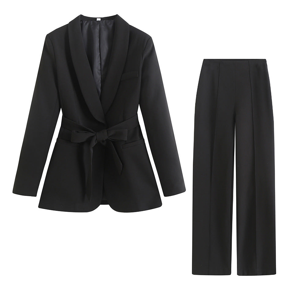 Ensemble Blazer et Pantalon Femme – Taille Ceinturée Élégante