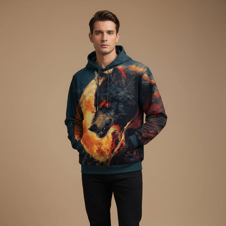 Sweat à Capuche Homme Halloween 3D – Coupe Ample Motif Citrouille