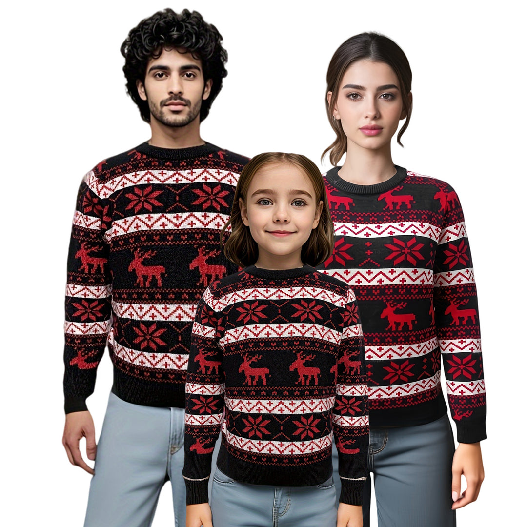 Sweater Unisex Dame med nordisk mønster – afslappet rund hals