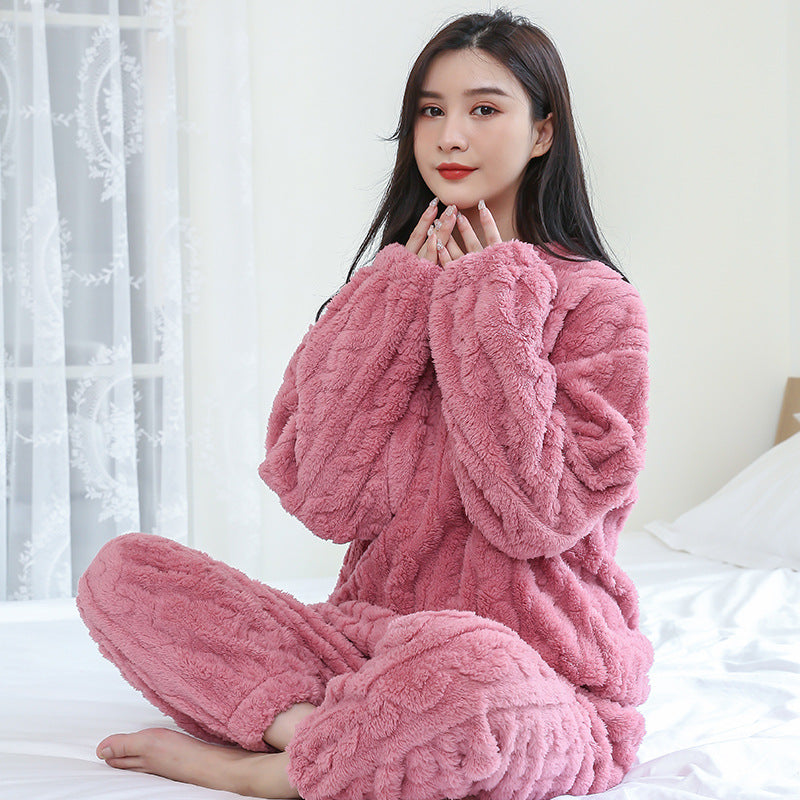 Damen-Loungewear-Set aus dicker Flanellqualität - Weich, warm und lässig geschnitten
