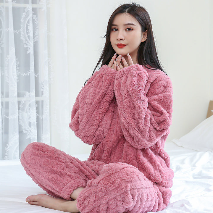 Damen-Loungewear-Set aus dicker Flanellqualität - Weich, warm und lässig geschnitten