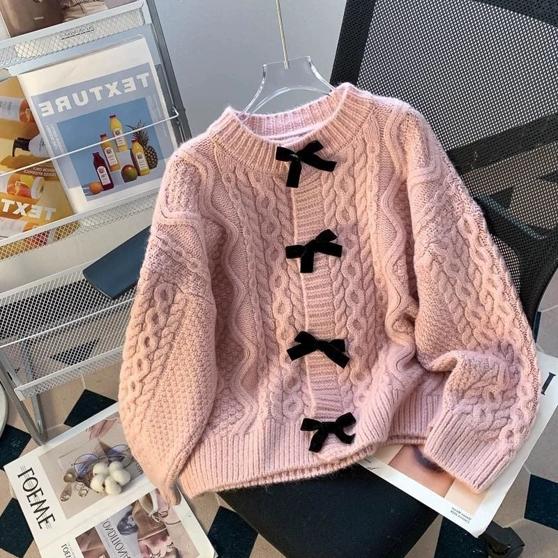 Gilet Femme en Maille Texturée – Détail Nœud et Manches Amples