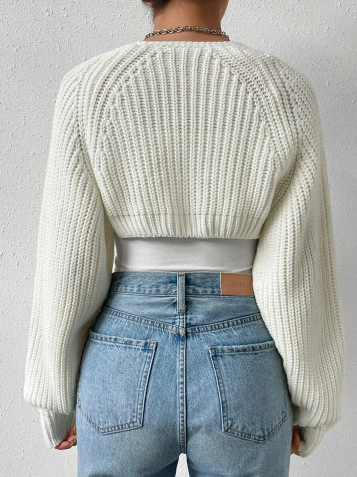 Damen-Pullover aus Wollmischung – Kurze Passform, Ballonärmel