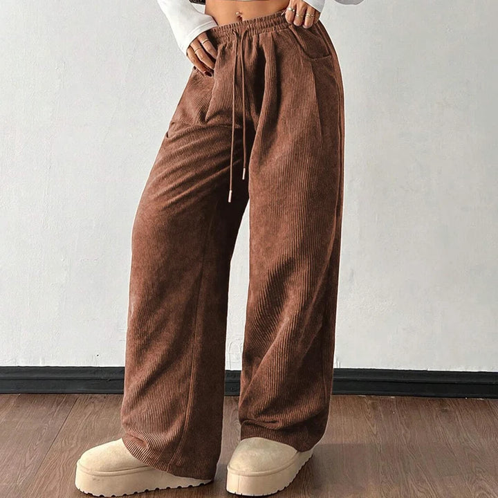 Pantalon Femme Large en Velours Côtelé – Coupe Ample et Décontractée
