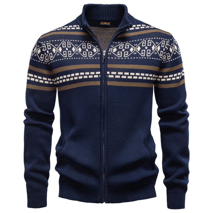 Herren-Pullover mit Reißverschluss aus Baumwolle – Schmal geschnittene Strickjacke