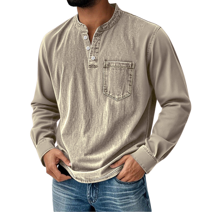 Herren-Henley mit langen Ärmeln – Slim Fit mit drei Knöpfen