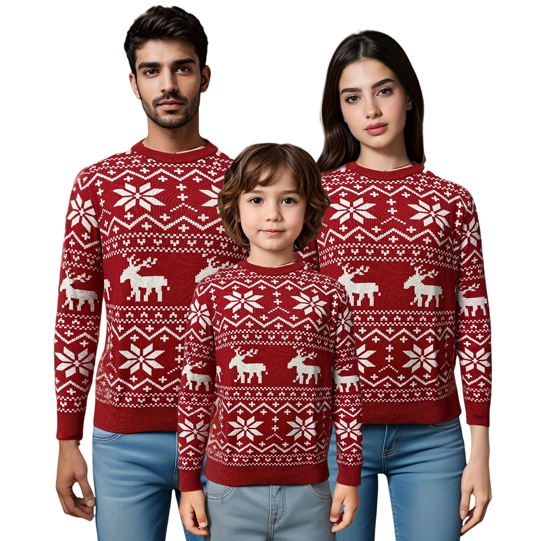 Sweater Unisex Dame med nordisk mønster – afslappet rund hals