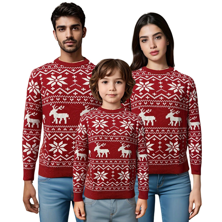 Sweater Unisex Dame med nordisk mønster – afslappet rund hals