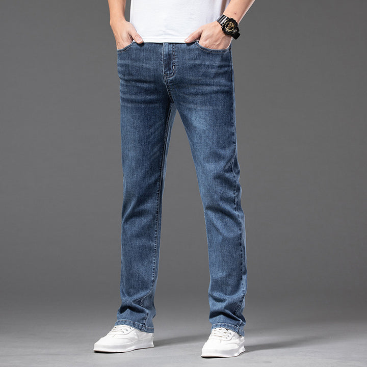 Gerade Herrenjeans aus Denim – Teilweise elastische Taille und Stretch