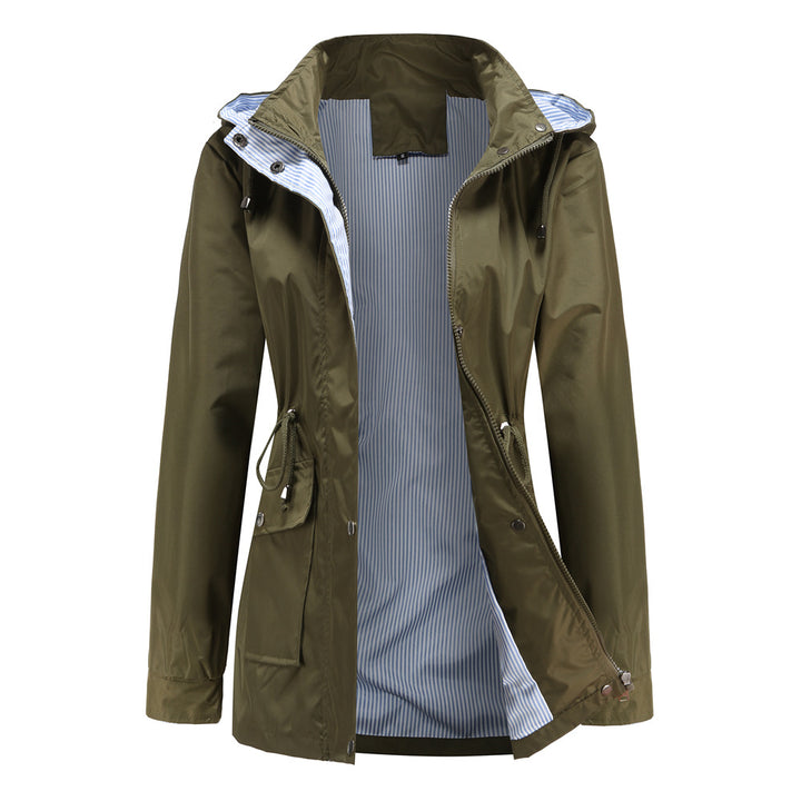 Veste à Capuche Femme – Taille Ajustable &amp; Doublure Rayée
