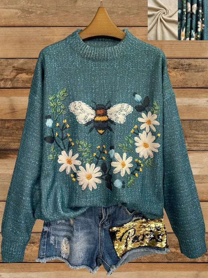 Pull Femme en Maille – Motif 3D Texturé Coupe Ample