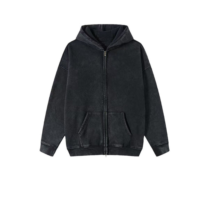 Veste Homme en Coton – Finition Vintage à Capuche Zip Double