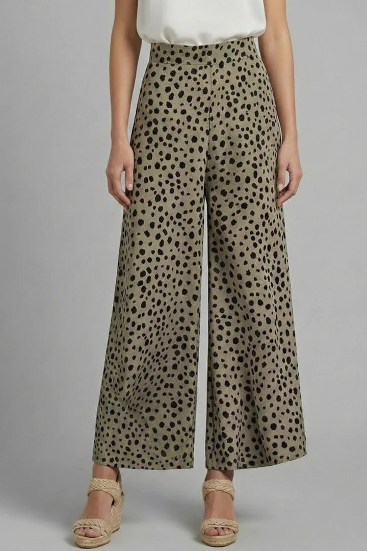 Pantalon Large Femme Imprimé Léopard – Taille Haute Coupe Swing