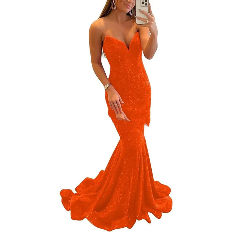 Vestido maxi de lentejuelas para mujer: elegante silueta de sirena
