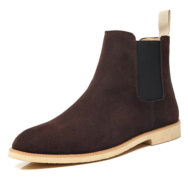 Bottines Homme en Cuir Nubuck – Bout Pointu Talon Compensé
