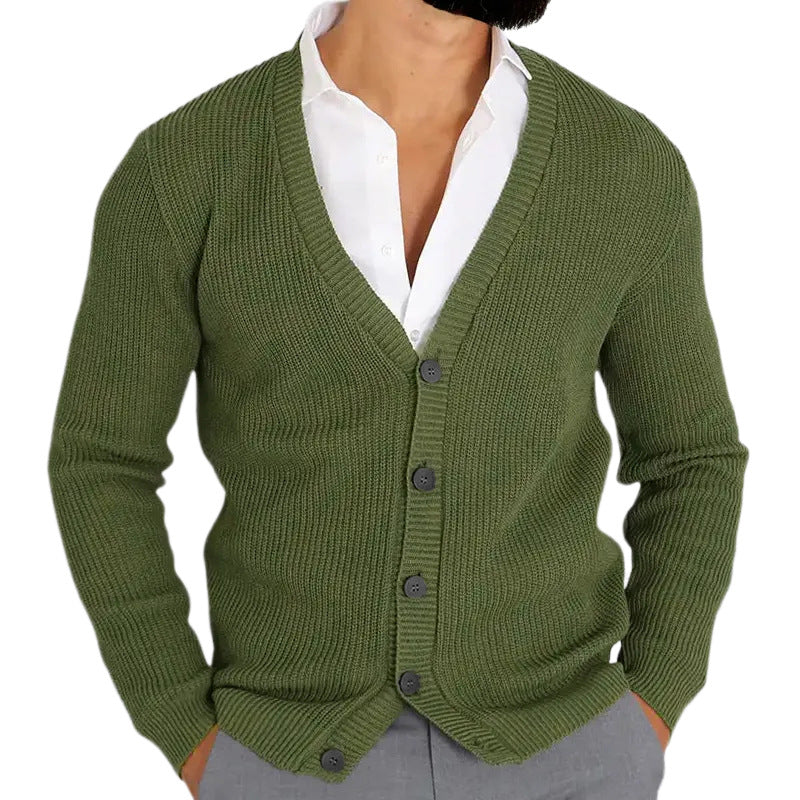 Herren-Cardigan aus Strick – Taillierter Schnitt mit geknöpftem V-Ausschnitt