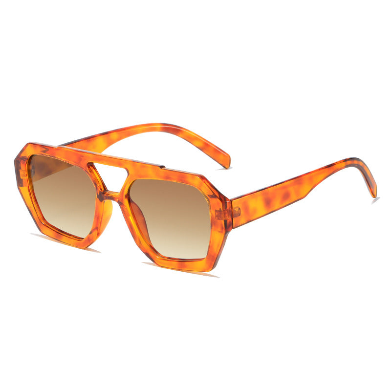 Square Double Bridge Sunglasses – Retro Unisex Frame