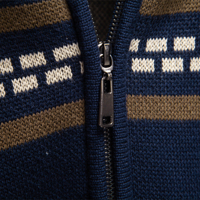 Herren-Pullover mit Reißverschluss aus Baumwolle – Schmal geschnittene Strickjacke