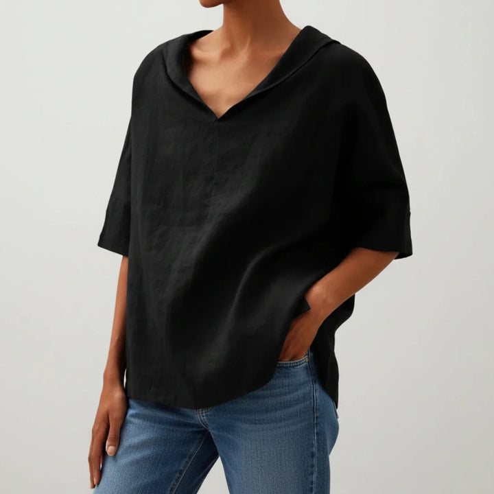 Blouse Femme Coupe Décontractée – Tissu Léger Manches Courtes
