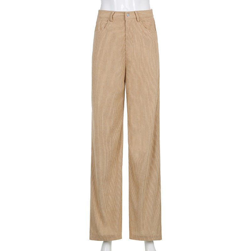 Pantalon Large Femme Côtelé – Coupe Ample Tissu Drape