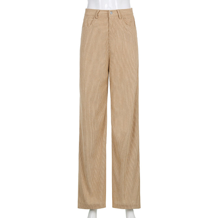 Pantalon Large Femme Côtelé – Coupe Ample Tissu Drape