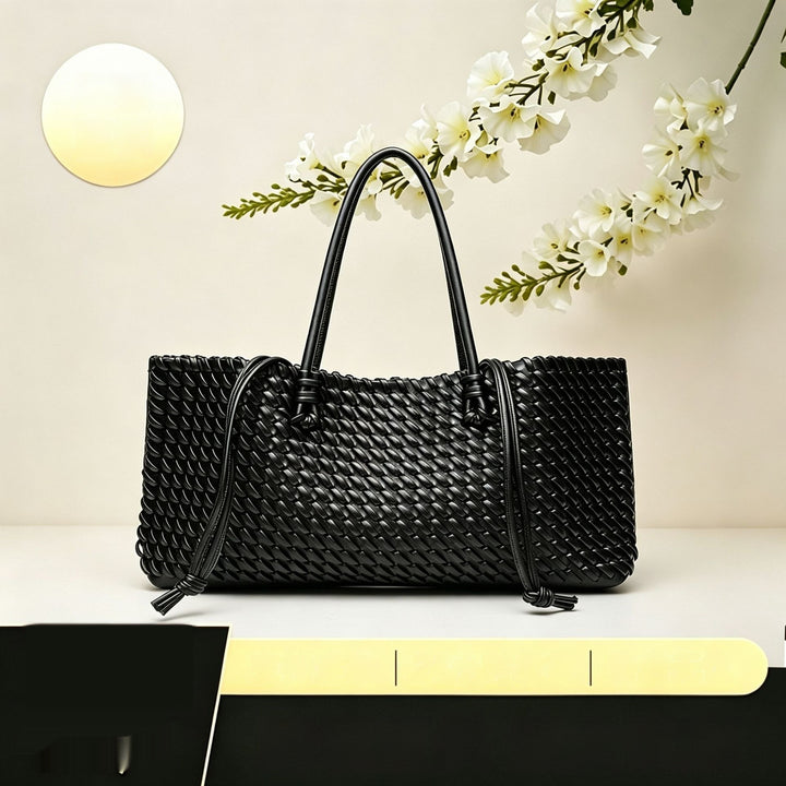 Geflochtene Damen-Shopper-Tasche – Strukturierte, rechteckige Form