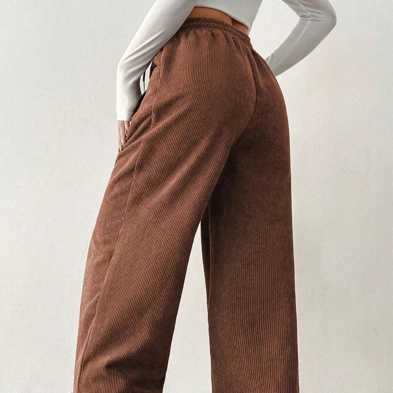 Pantalon Femme Large en Velours Côtelé – Coupe Ample et Décontractée