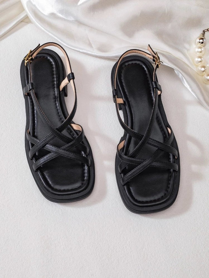 Retro-Sandalen für Damen mit offener Zehenpartie – elegante gekreuzte Riemen