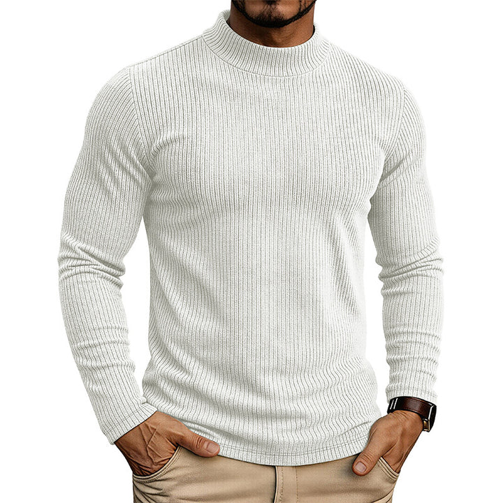 Herren-Pullover mit Stehkragen – Feinstrick und figurbetonte Passform