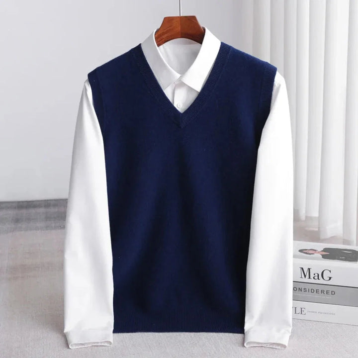 Herren-Strickweste ohne Ärmel – lässiger, weiter geschnittener Pullover