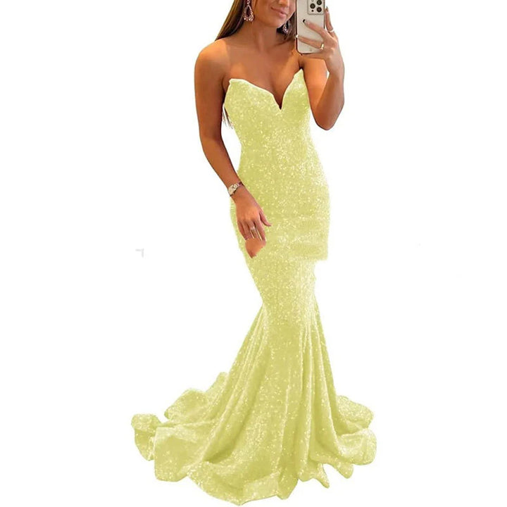 Vestido maxi de lentejuelas para mujer: elegante silueta de sirena